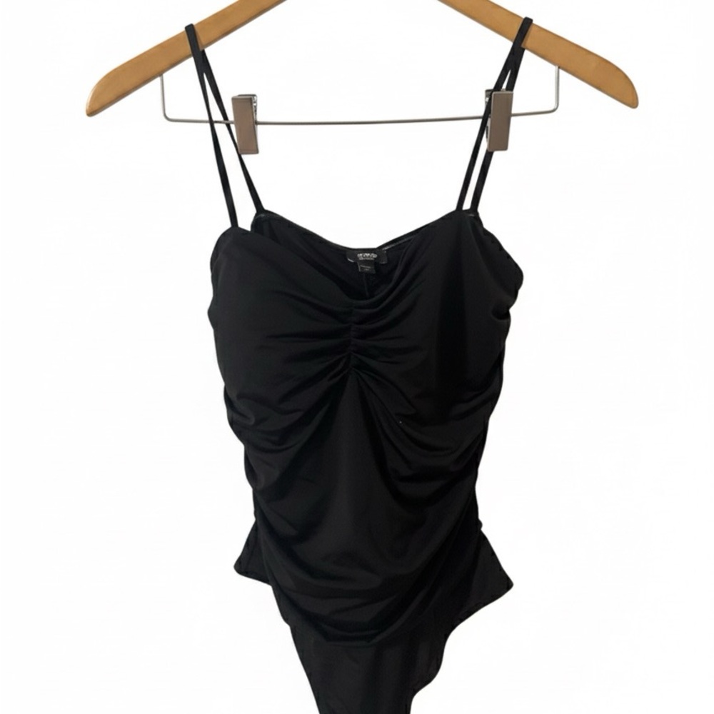 Express Black Gathered Bodysuit